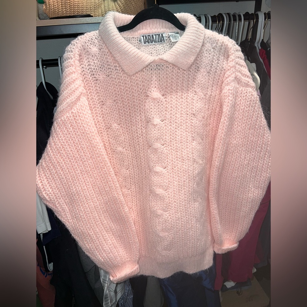 Vintage Tarazzia Bubble Gum Pastel Pink Soft Collared Sweater